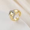 Copper Inlaid Zircon Geometric Opening Ring Hiphop Double Layer Stacked Wearing Ring