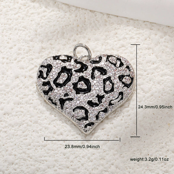 Copper Inlaid Zircon Heartshaped Love Necklace Pendant And Diy Bracelet Accessories With Sweet Style