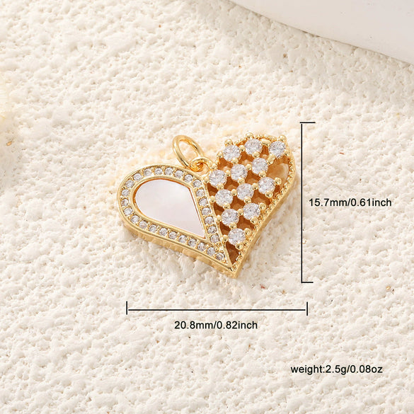 Copper Inlaid Zircon Heartshaped Love Necklace Pendant And Diy Bracelet Accessories With Sweet Style
