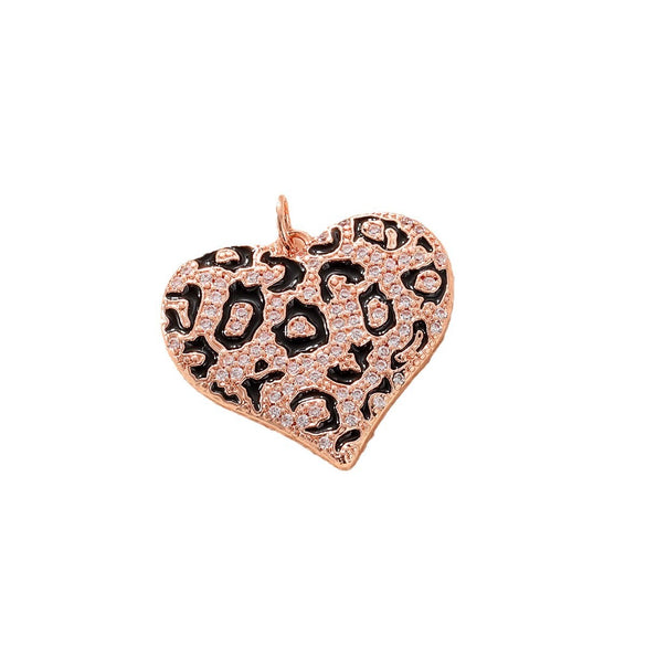 Copper Inlaid Zircon Heartshaped Love Necklace Pendant And Diy Bracelet Accessories With Sweet Style