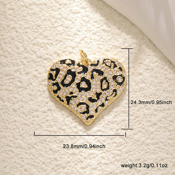 Copper Inlaid Zircon Heartshaped Love Necklace Pendant And Diy Bracelet Accessories With Sweet Style