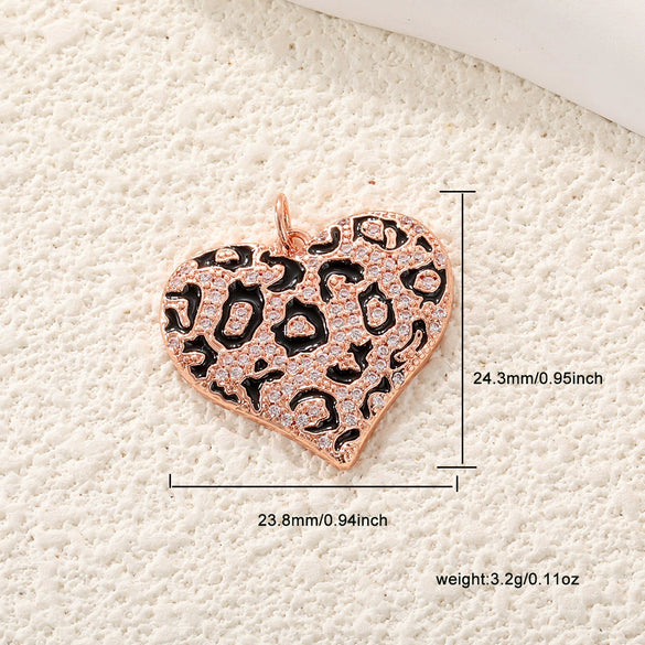 Copper Inlaid Zircon Heartshaped Love Necklace Pendant And Diy Bracelet Accessories With Sweet Style