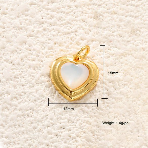 Copper Inlaid Zircon Heartshaped Love Necklace Pendant And Diy Bracelet Accessories With Sweet Style