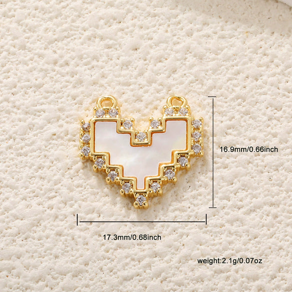 Copper Inlaid Zircon Heartshaped Love Necklace Pendant And Diy Bracelet Accessories With Sweet Style