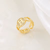 Copper Inlaid Zircon 18K Gold Plated Heart Letter Ring For Women