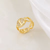 Copper Inlaid Zircon 18K Gold Plated Heart Letter Ring For Women