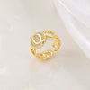 Copper Inlaid Zircon 18K Gold Plated Heart Letter Ring For Women