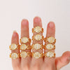 Copper Inlaid Zircon 18K Gold Plated Heart Letter Ring For Women