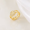 Copper Inlaid Zircon 18K Gold Plated Heart Letter Ring For Women