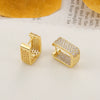 Copper Inlaid Zircon 18K Gold Plated Square U Shaped Full Diamond Light Luxury Women's Earrings