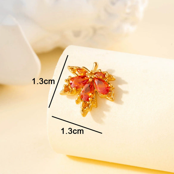 Copper Inlaid Zircon Leaf Geometric Style Titanium Steel Earrings For Boys