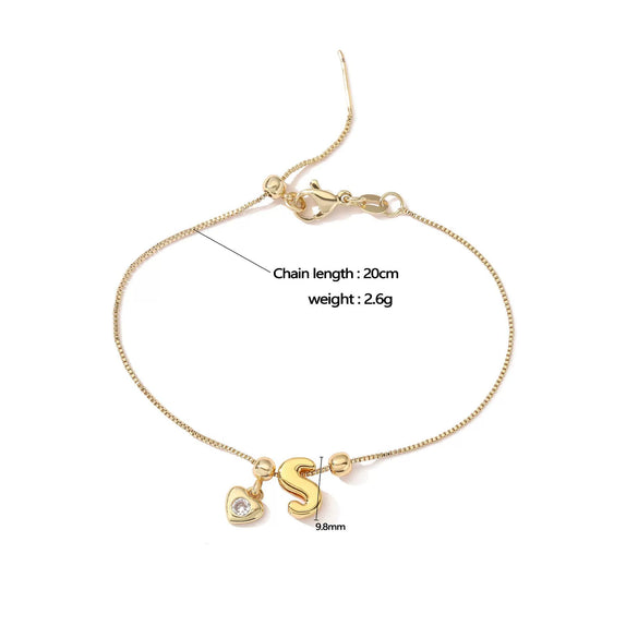 Copper Inlaid Zircon Love Letter Adjustable Pull Bracelet With Letter Pattern Niche Personality Hand Jewelry