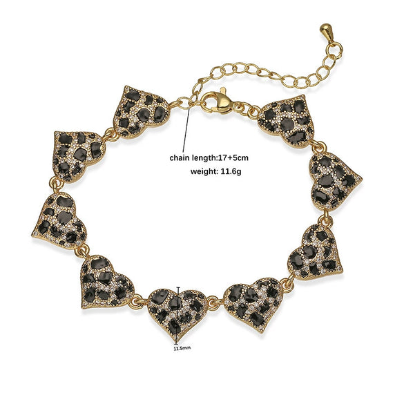 Copper Inlaid Zircon Snake Leopard Star Shaped Heart Geometric Personalized Hiphop Dripping Oil Bracelet For Women