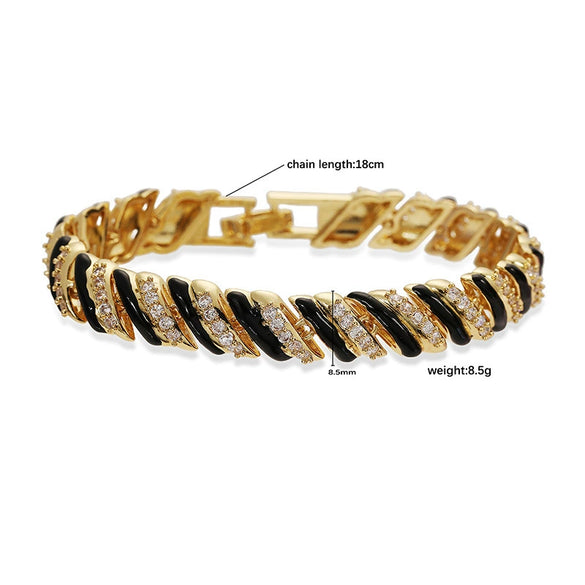 Copper Inlaid Zircon Snake Leopard Star Shaped Heart Geometric Personalized Hiphop Dripping Oil Bracelet For Women