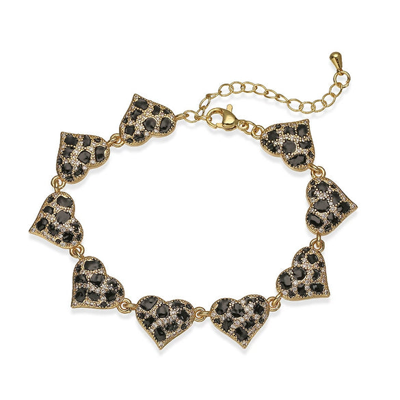 Copper Inlaid Zircon Snake Leopard Star Shaped Heart Geometric Personalized Hiphop Dripping Oil Bracelet For Women