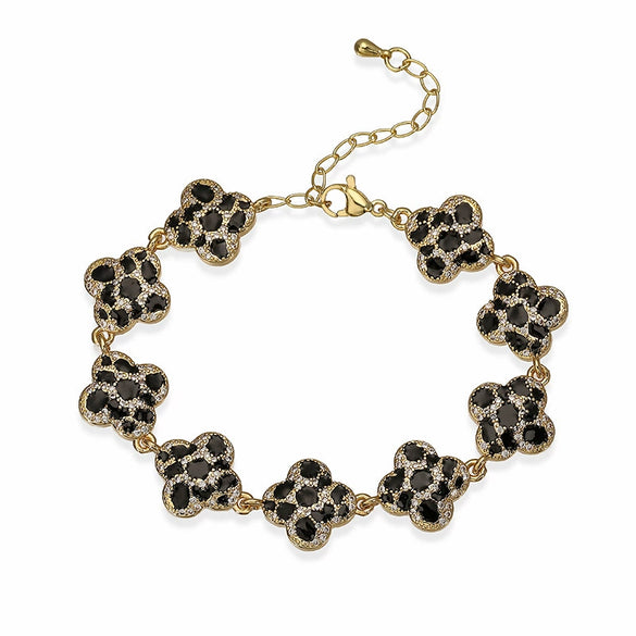 Copper Inlaid Zircon Snake Leopard Star Shaped Heart Geometric Personalized Hiphop Dripping Oil Bracelet For Women