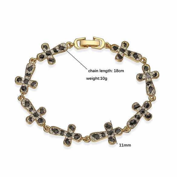 Copper Inlaid Zircon Snake Leopard Star Shaped Heart Geometric Personalized Hiphop Dripping Oil Bracelet For Women