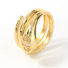 Copper Inlaid Zircon Snake Zodiac Open Ring Jewelry For Women