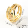 Copper Inlaid Zircon Snake Zodiac Open Ring Jewelry For Women
