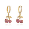 Copper Inlaid Zircon Sweet Fruit Shape Drop Earrings For Women