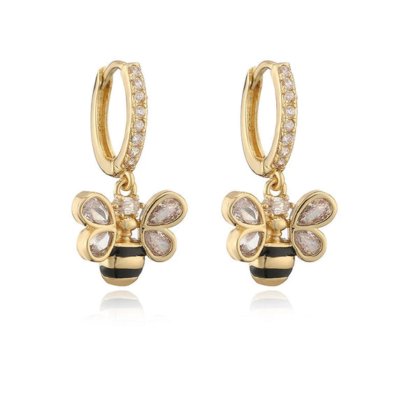Copper Inlaid Zircon Sweet Fruit Shape Drop Earrings For Women
