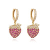 Copper Inlaid Zircon Sweet Fruit Shape Drop Earrings For Women