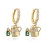 Copper Inlaid Zircon Sweet Fruit Shape Drop Earrings For Women