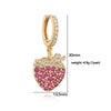 Copper Inlaid Zircon Sweet Fruit Shape Drop Earrings For Women