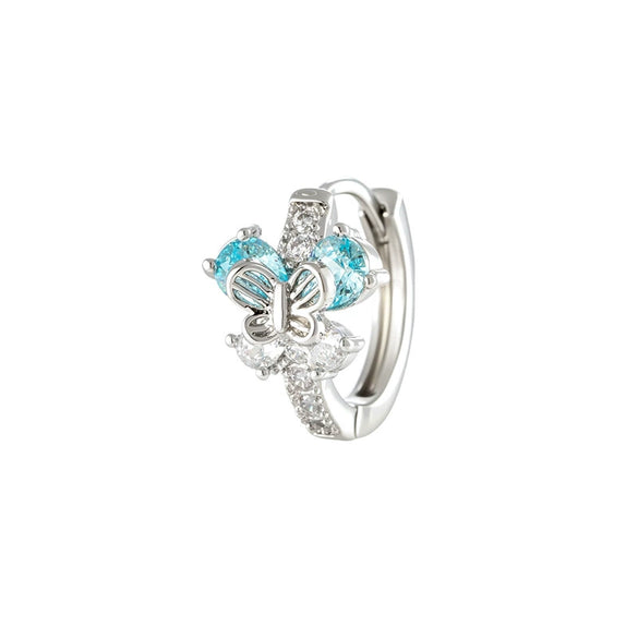 Copper Inlaid Zircon Sweet Style Butterfly Earrings For Women