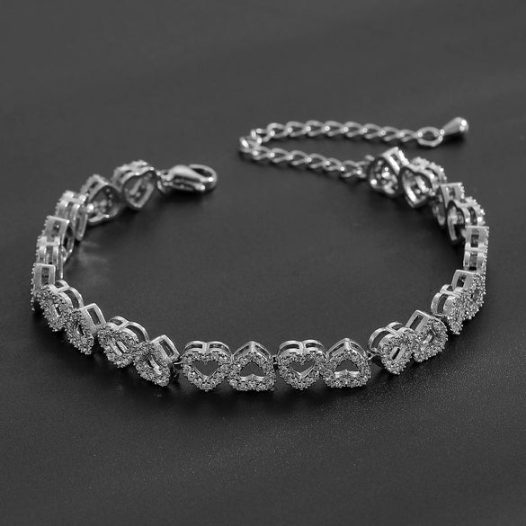 Copper Inlaid Zircon Water Drop Open Ring Bracelet Light Luxury Electroplating Jewelry For Women
