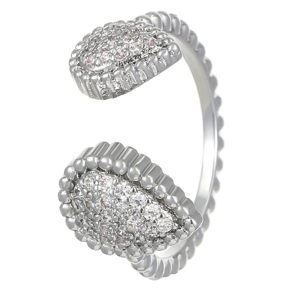 Copper Inlaid Zircon Water Drop Open Ring Bracelet Light Luxury Electroplating Jewelry For Women