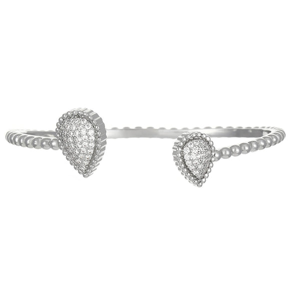 Copper Inlaid Zircon Water Drop Open Ring Bracelet Light Luxury Electroplating Jewelry For Women