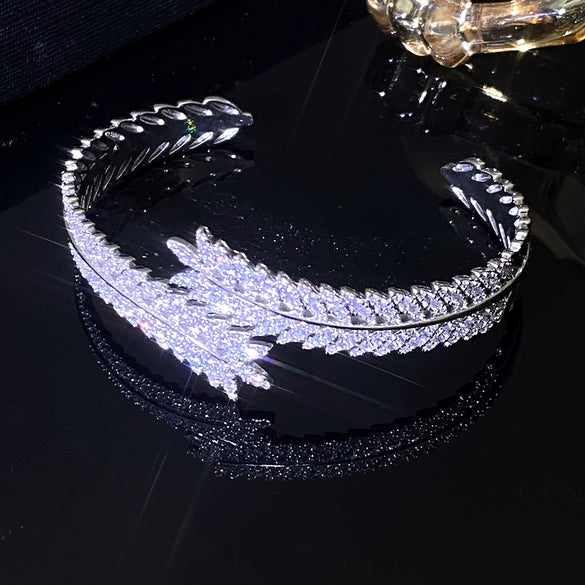 Copper Inlaid Zircon Water Drop Open Ring Bracelet Light Luxury Electroplating Jewelry For Women