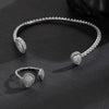 Copper Inlaid Zircon Water Drop Open Ring Bracelet Light Luxury Electroplating Jewelry For Women