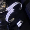 Copper Inlaid Zircon Water Drop Open Ring Bracelet Light Luxury Electroplating Jewelry For Women