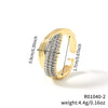 Copper Inlaid Zirconium Geometric Cross Asymmetrical Open Ring Electroplated Fashion Jewelry For Men And Women