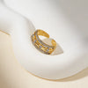 Copper Inlaid Zirconium Geometric Cross Asymmetrical Open Ring Electroplated Fashion Jewelry For Men And Women