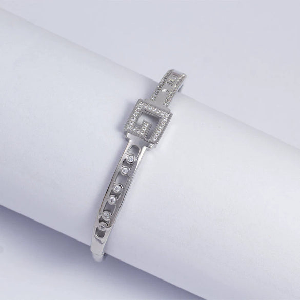 Copper Inlaid Zirconium Geometric Simple Style Electroplating Bracelet For Women
