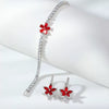 Copper Inlaid Zirconium Jewelry Set With Maple Leaf Petals And Flower Pattern Electroplated Design