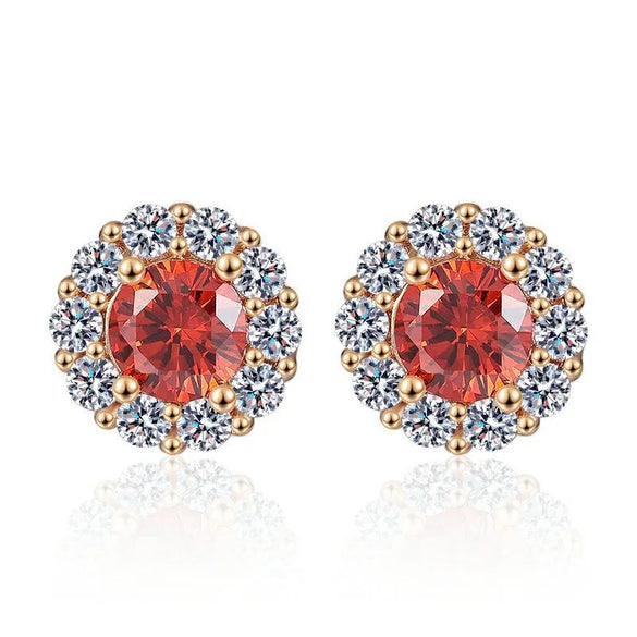 Copper Inlay Color Block Rhinestones Jewelry Set