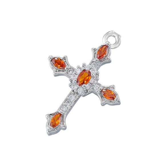 Copper Inlay Colored Diamond Cross Jewelry Pendant With Geometric Pattern And Personality Style