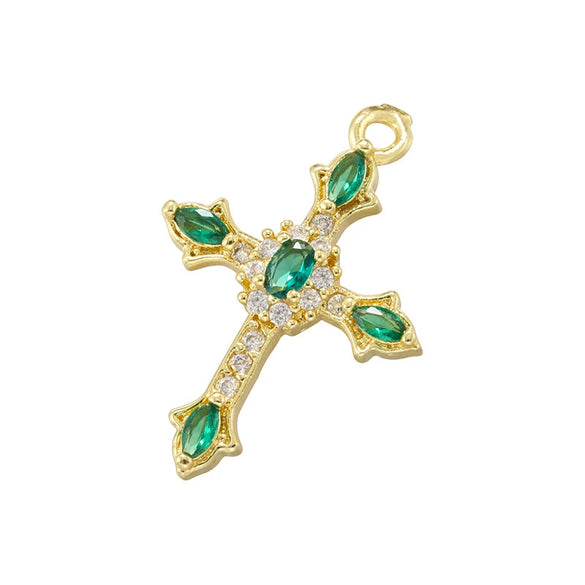Copper Inlay Colored Diamond Cross Jewelry Pendant With Geometric Pattern And Personality Style