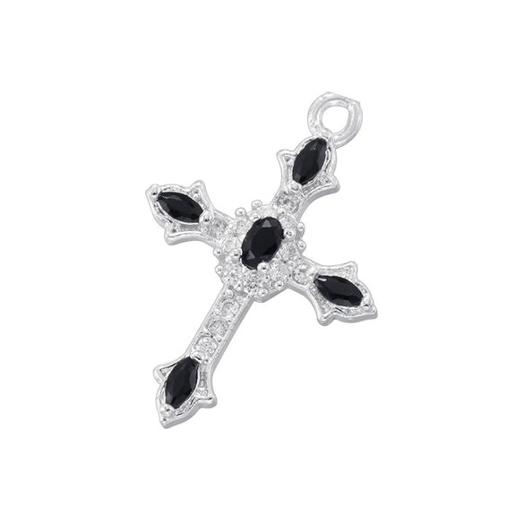 Copper Inlay Colored Diamond Cross Jewelry Pendant With Geometric Pattern And Personality Style