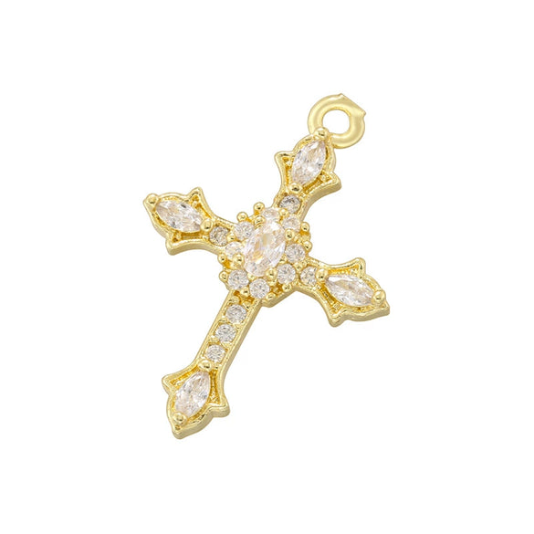 Copper Inlay Colored Diamond Cross Jewelry Pendant With Geometric Pattern And Personality Style
