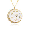 Copper Inlay Geometric Star Moon Zircon Pendant Necklace