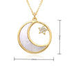 Copper Inlay Geometric Star Moon Zircon Pendant Necklace