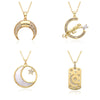 Copper Inlay Geometric Star Moon Zircon Pendant Necklace