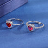Copper Inlay Heart Shape Zircon Adjustable Ring