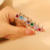 Copper Inlay Heart Shape Zircon Adjustable Ring