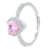 Copper Inlay Heart Shape Zircon Adjustable Ring
